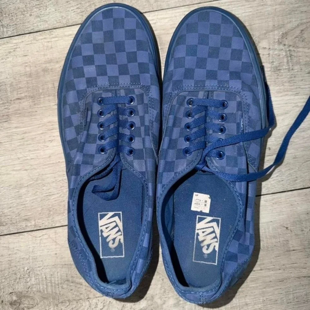 Vans navy blue checkered skateboarding‎ shoes men Size US 10.5